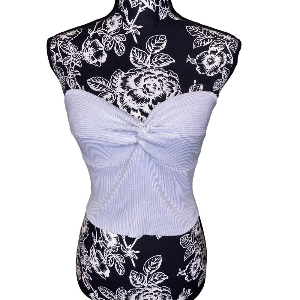 Forever 21 Ribbed Twist Front Tube Top Strapless Crop Top Y2K Coquette Stretch